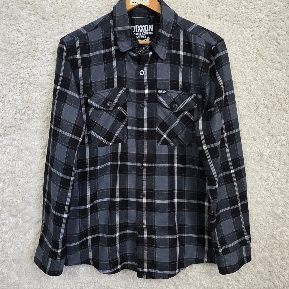 Dixxon Flannel Company Danny G Shirt Men's Medium Black Grey Plaid Biker